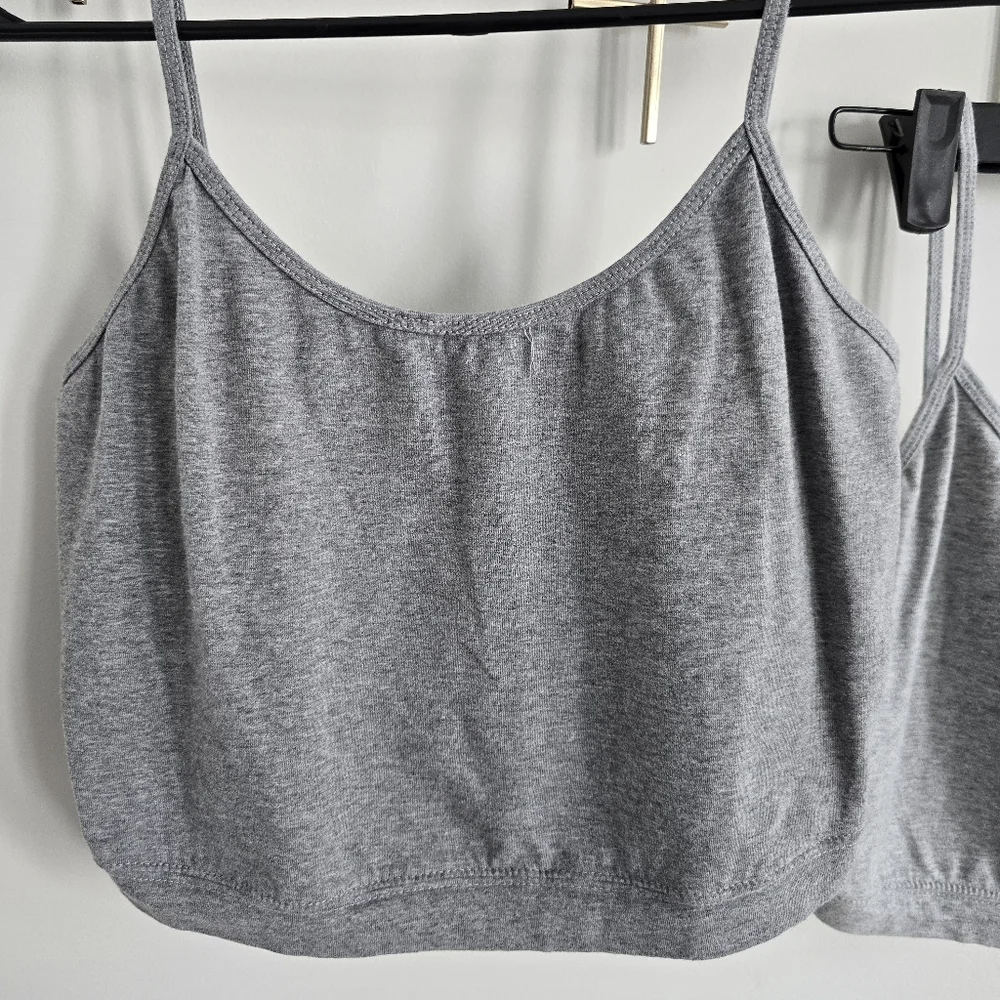 Two Piece Casual Gray Cropped Tank Tops​ - Picture 2 of 8